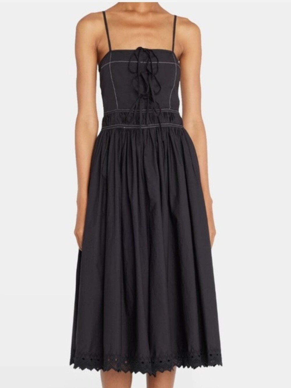 RHODE Katrina Dress Front Tie Midi Poplin Dress